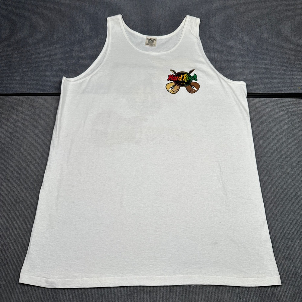 Vintage Hard Rock Cafe Tijuana Tank Top Oneita Colorwear Mens XL White USA Made
